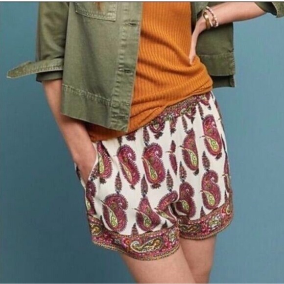 Anthropologie Pants - Ett Twa Anthropologie Cream Multicolor Paisley Print Viscose Shorts-A507